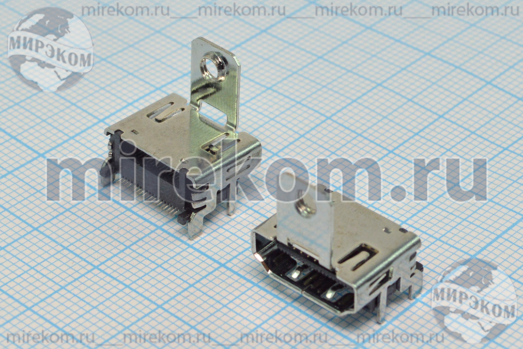 гн HDMI\19C4HP\плат SMD\угл 1отв h10,0\HDMI-F19