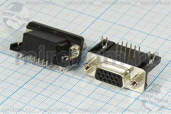 гн D-SUB\15HP 3-х ряд\плат\угл\DHS-15FR\