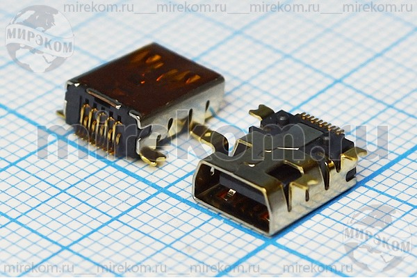 гн miniUSB \B\10P4C\плат\угл\SMD\miniUSB B-10S