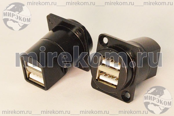 гн USB 2,1x2-гн USB 2,1x2\пан/фланец 2отв\мет\