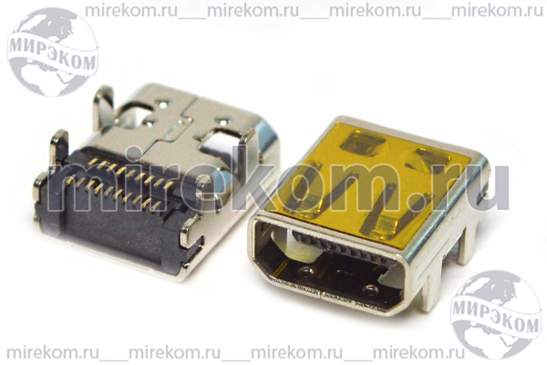 гн microHDMI\19C4C\плат\угл\micro HDMI-19F SMD DIP