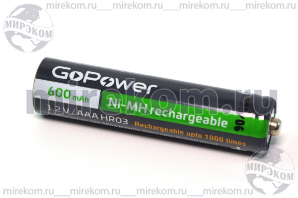 аккум бат  1,2В\ 600мАч\AAA\Ni-MH\HR03\GoPower